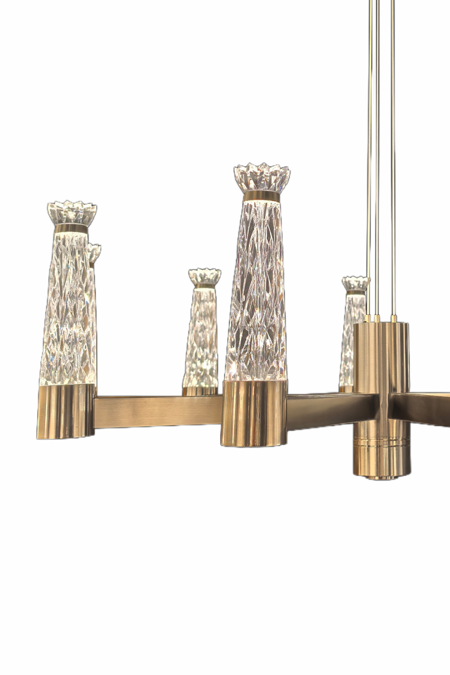 Gold Kristal Görünüm 9’lu Sarkıt Avize