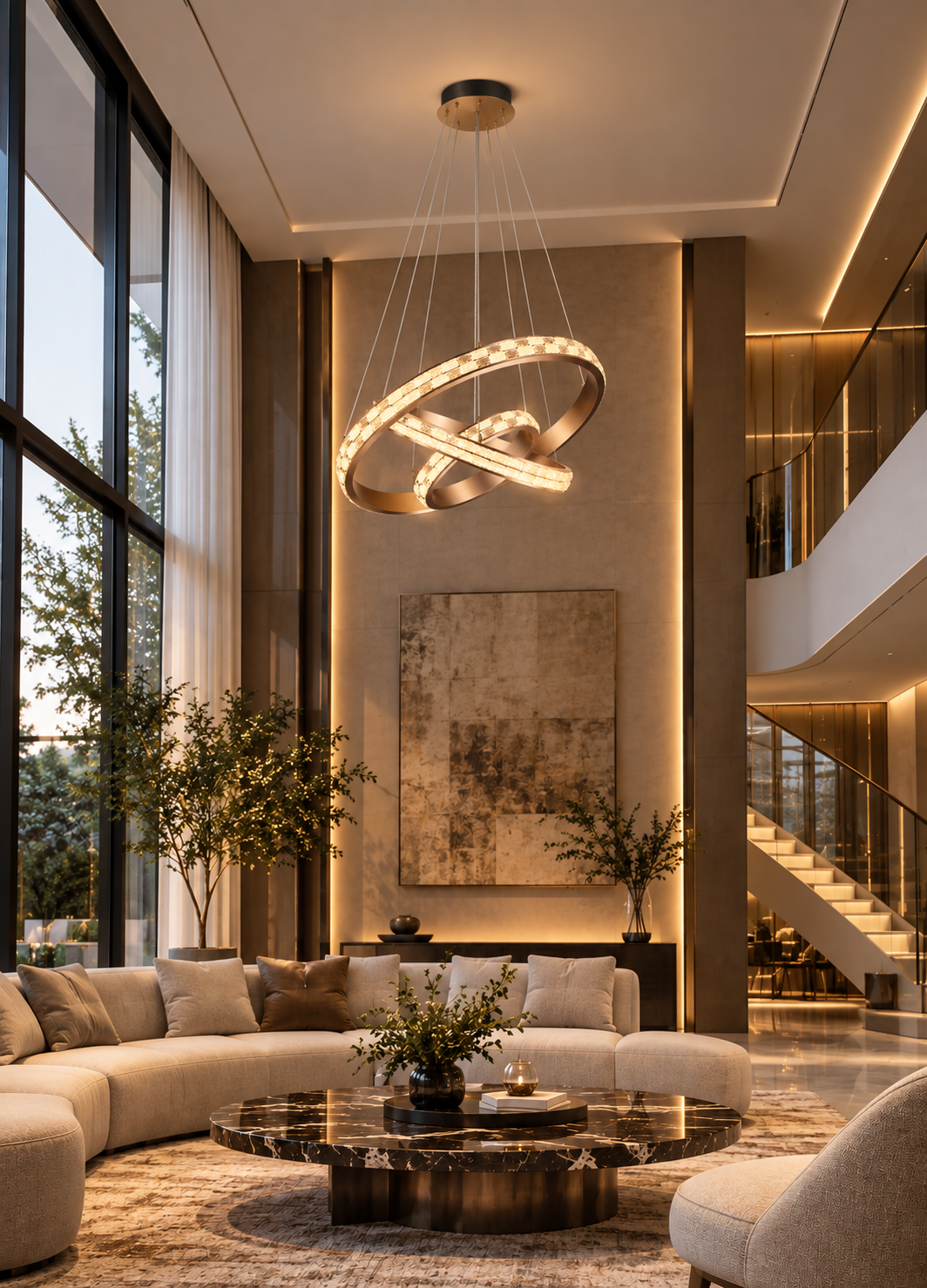 Modern 3 Halkalı Led Sarkıt