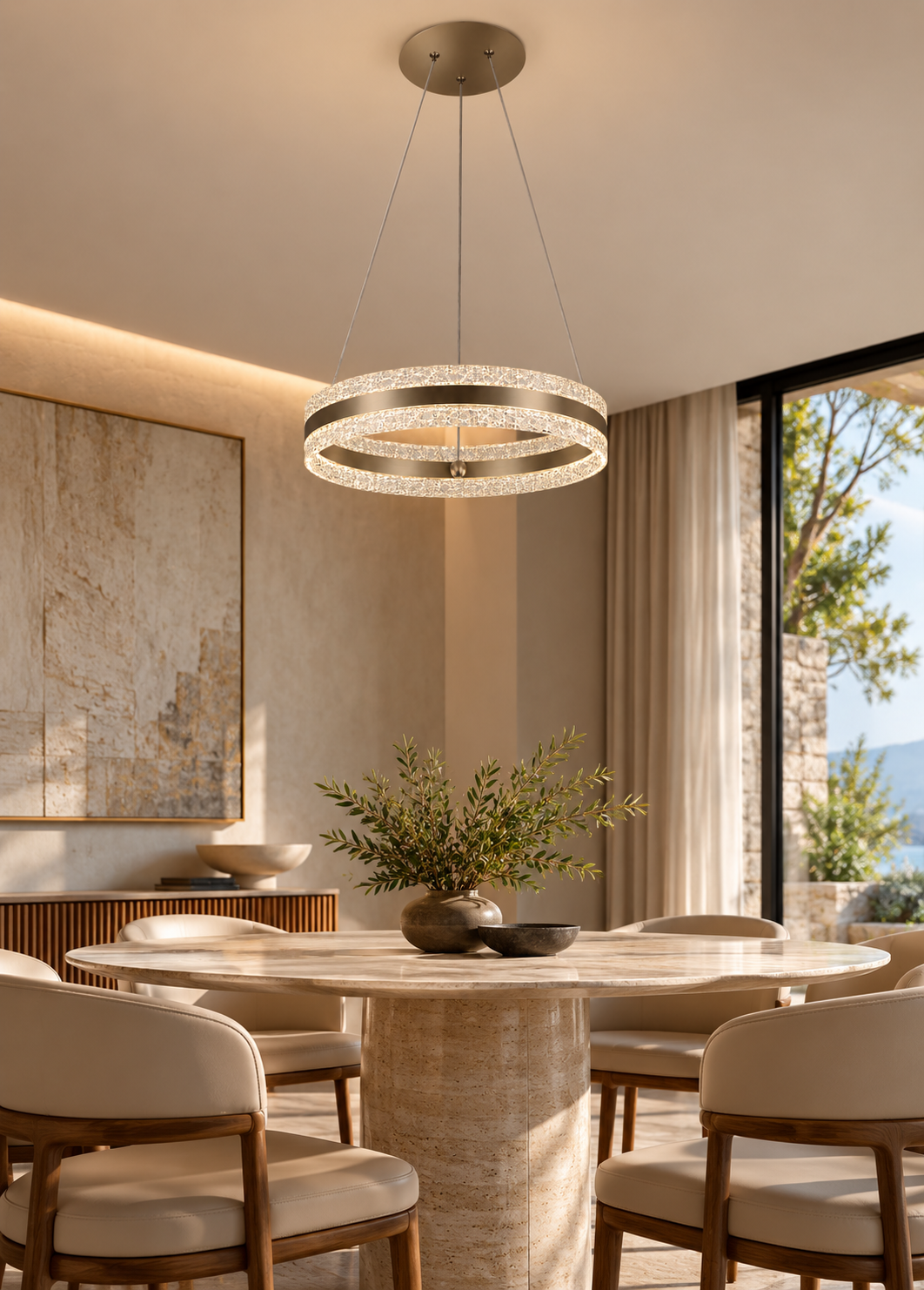 Halkalı Bronz Led Sarkıt Avize