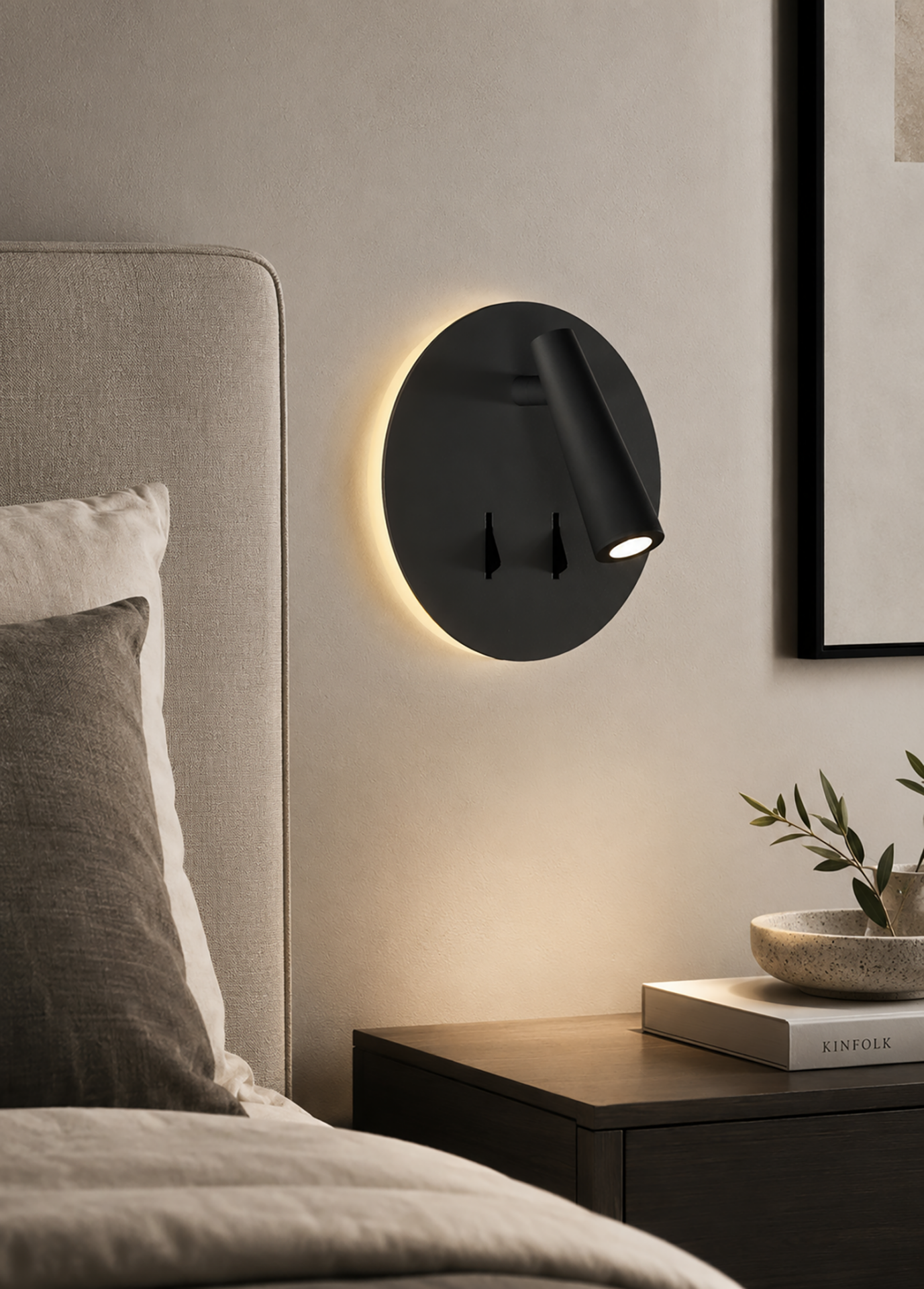 Panau Siyah Led Metal Duvar Apliği