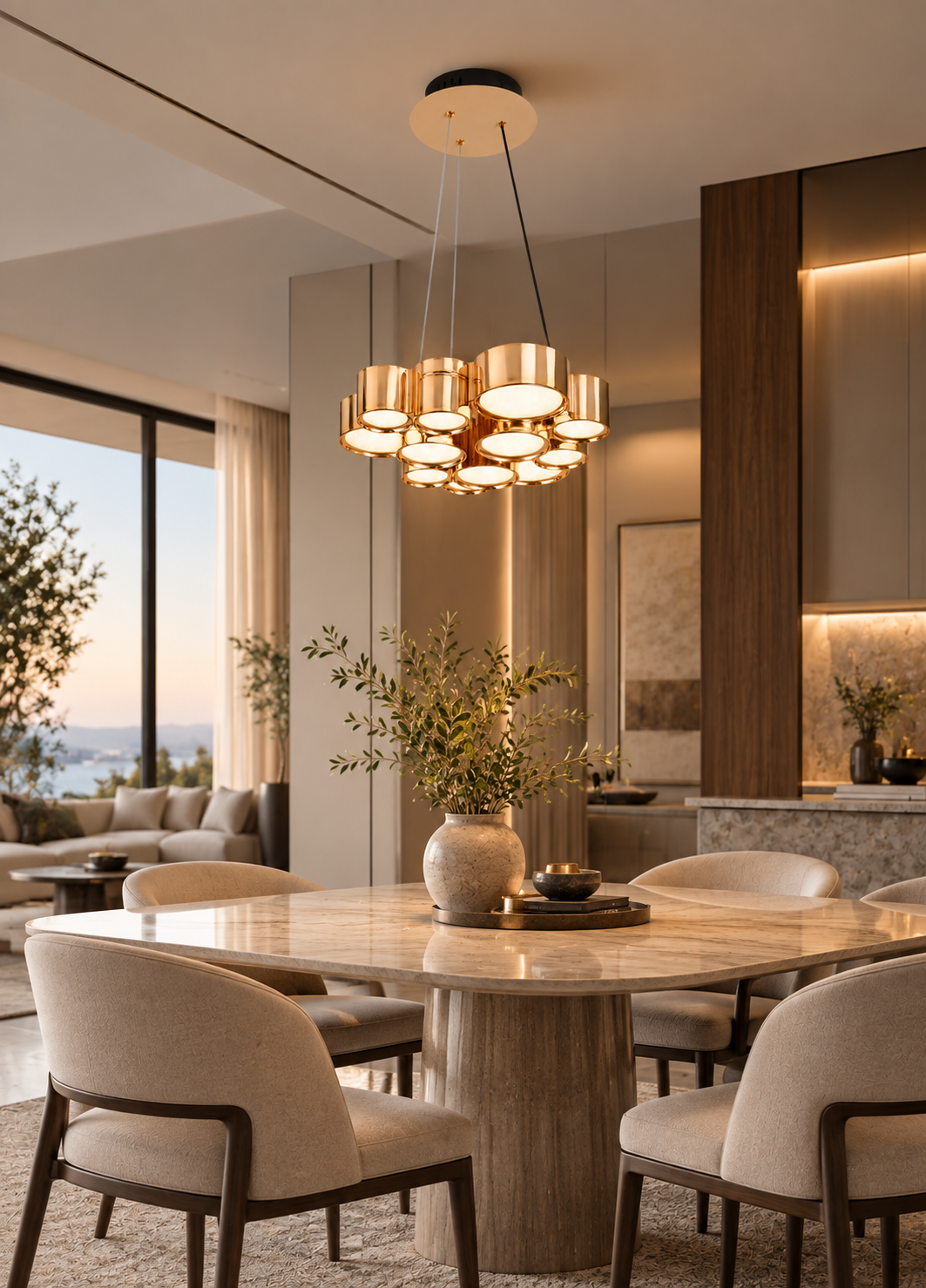 Gold Modern Led Sarkıt Avize
