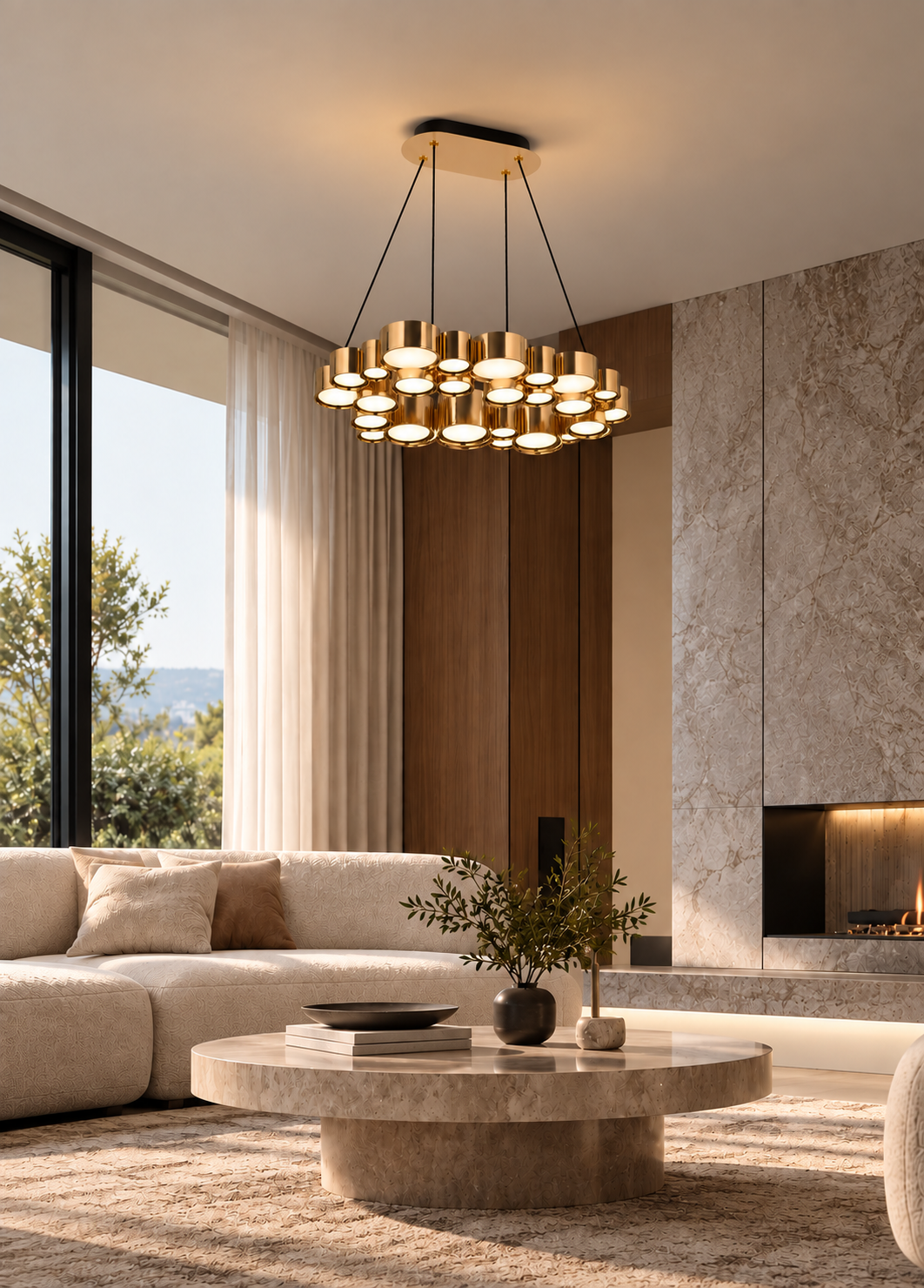 Gold Oval Led Sarkıt Avize