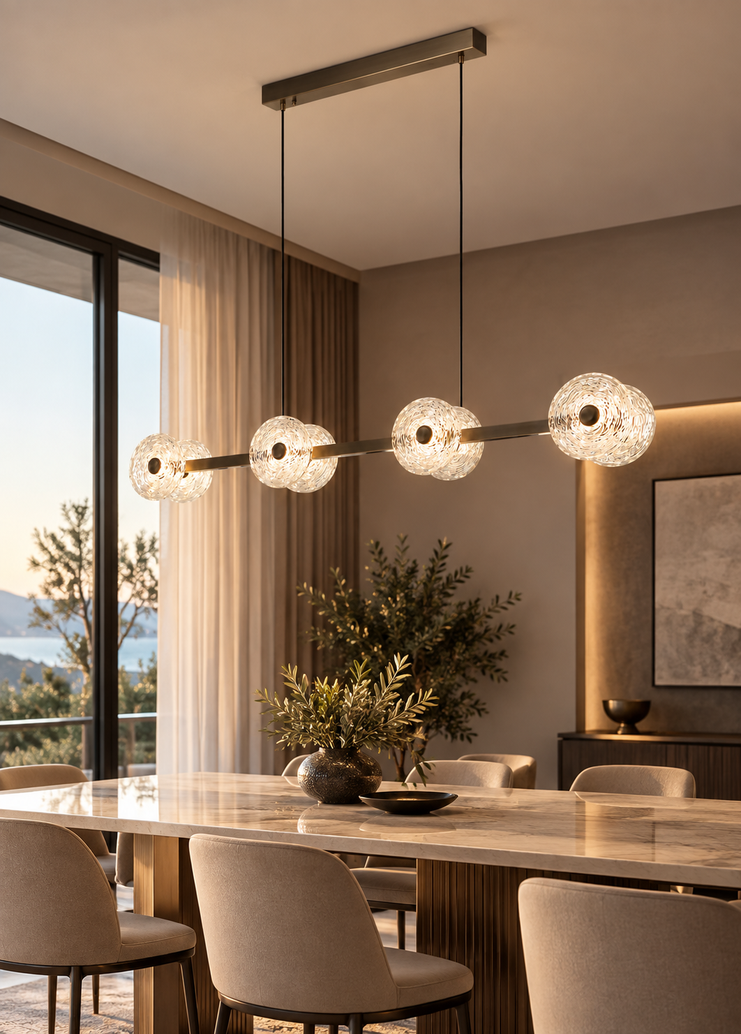Siyah 8'li Lineer Led Sarkıt Avize