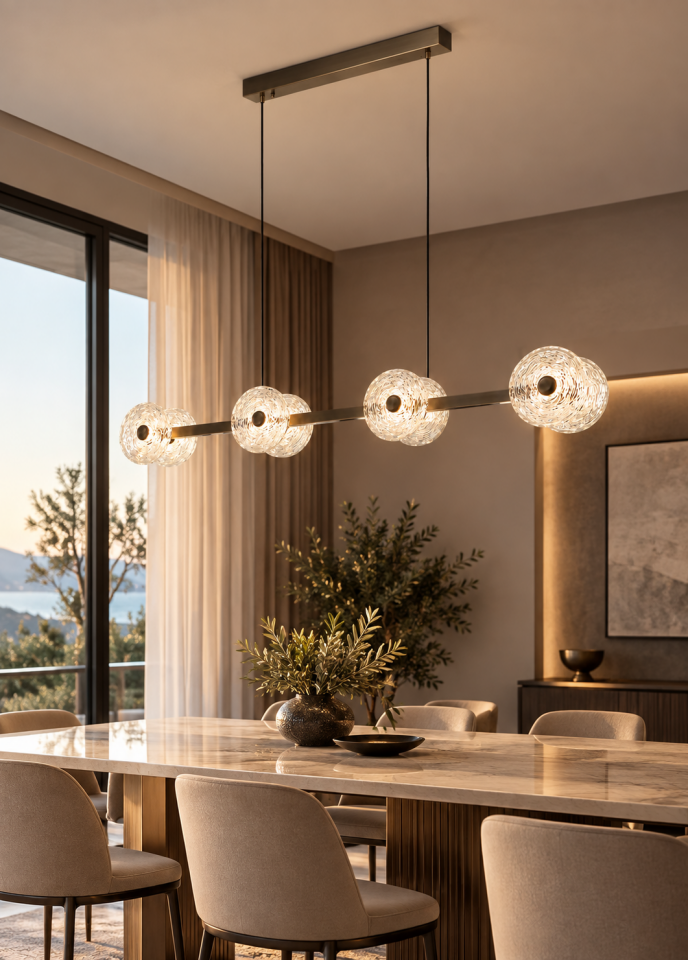 Siyah 8'li Lineer Led Sarkıt Avize