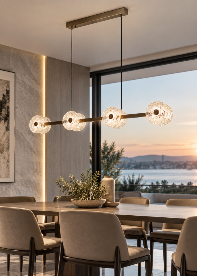 Siyah 8'li Lineer Led Sarkıt Avize