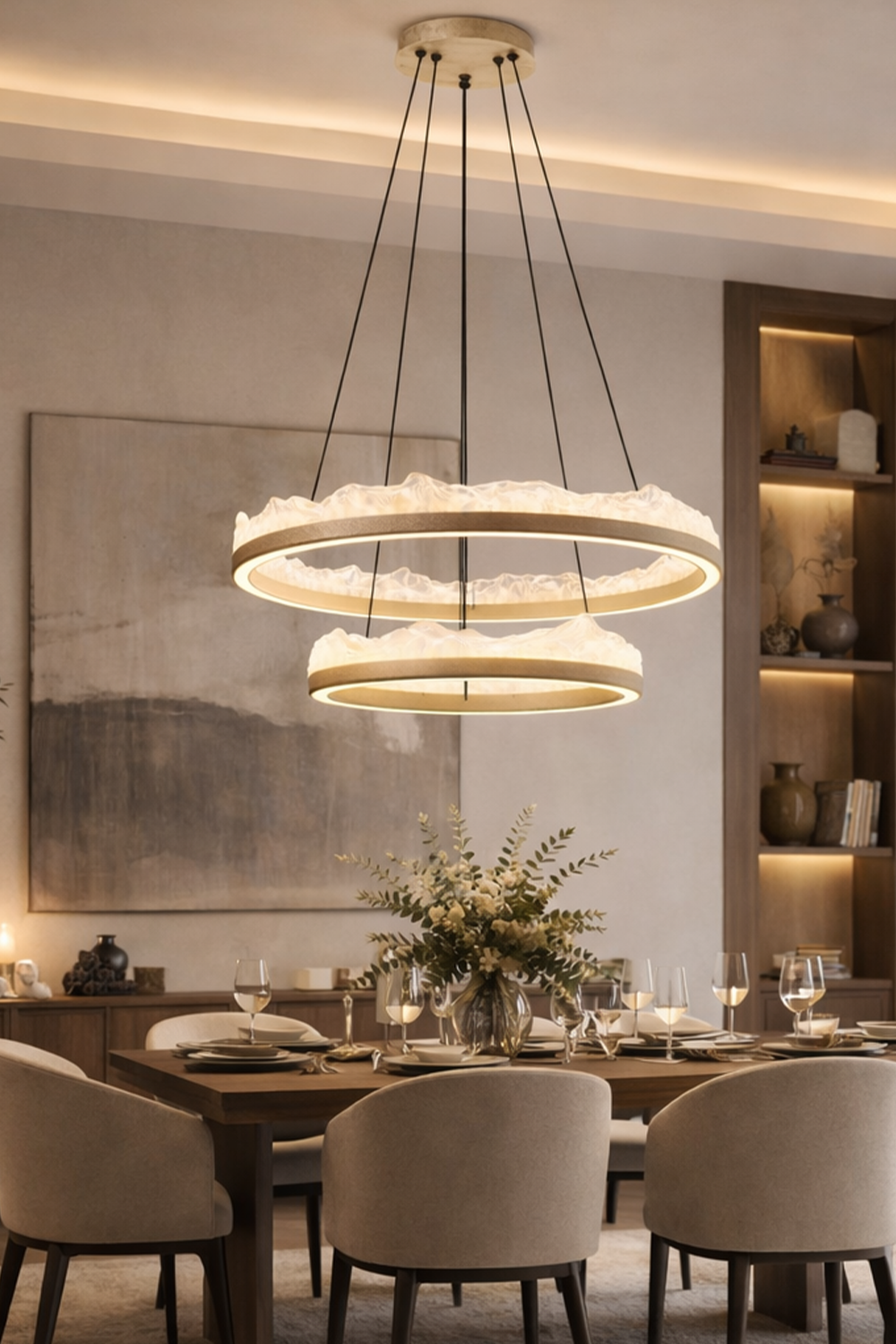 Gold Buz Efektli 2’li Led Sarkıt Avize