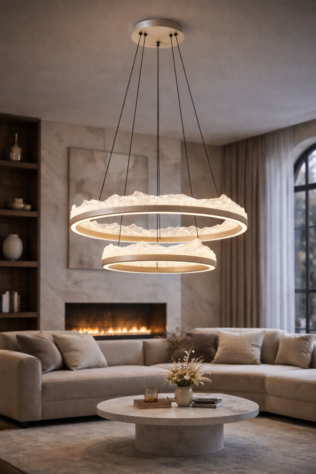 Gold Buz Efektli 2’li Led Sarkıt Avize