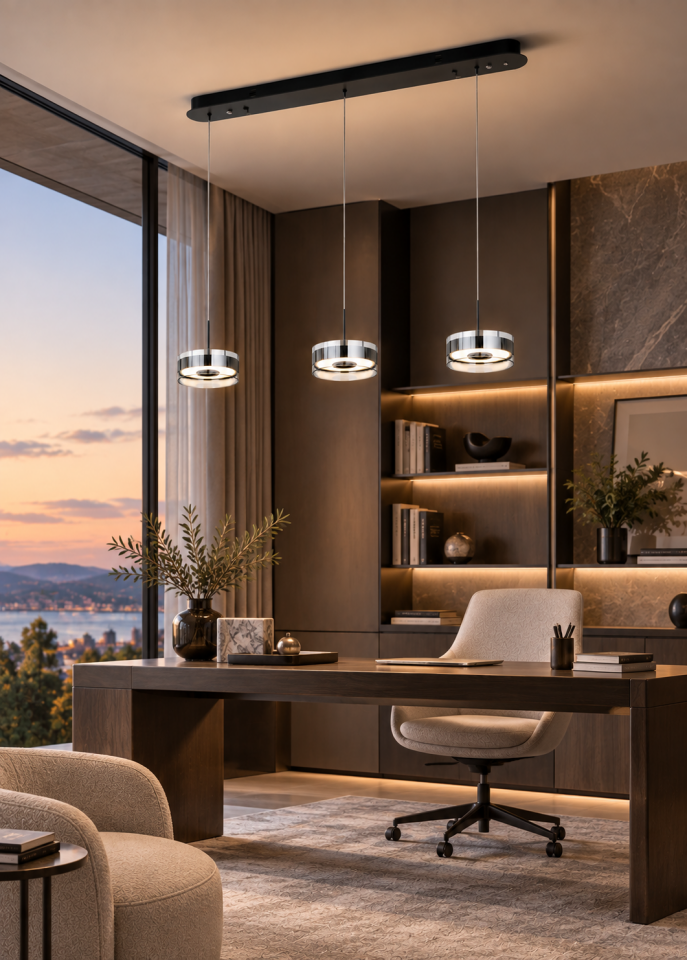 Modern Krom 3'lü Led Sarkıt Avize