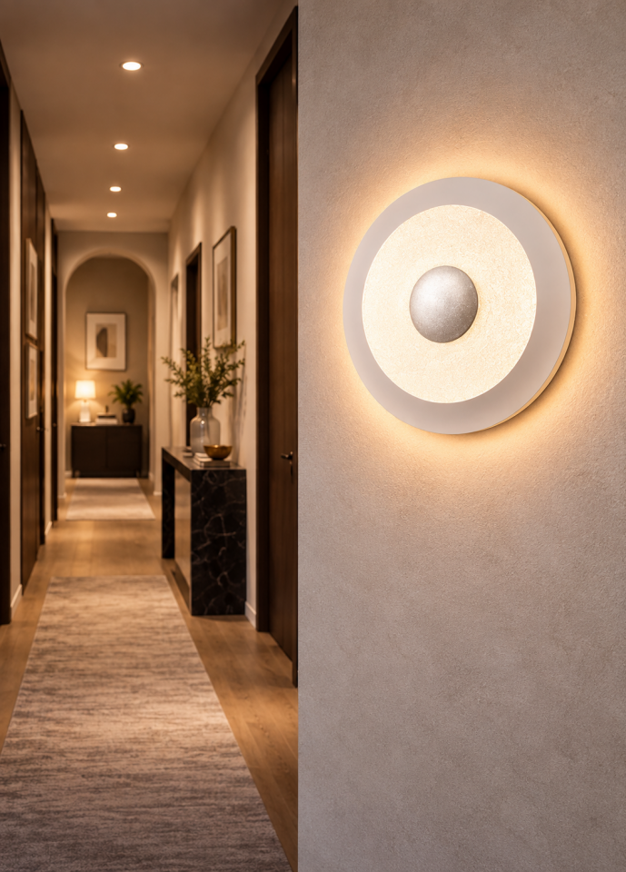 Gümüş Modern Led Aplik Plafonyer - Orta Boy