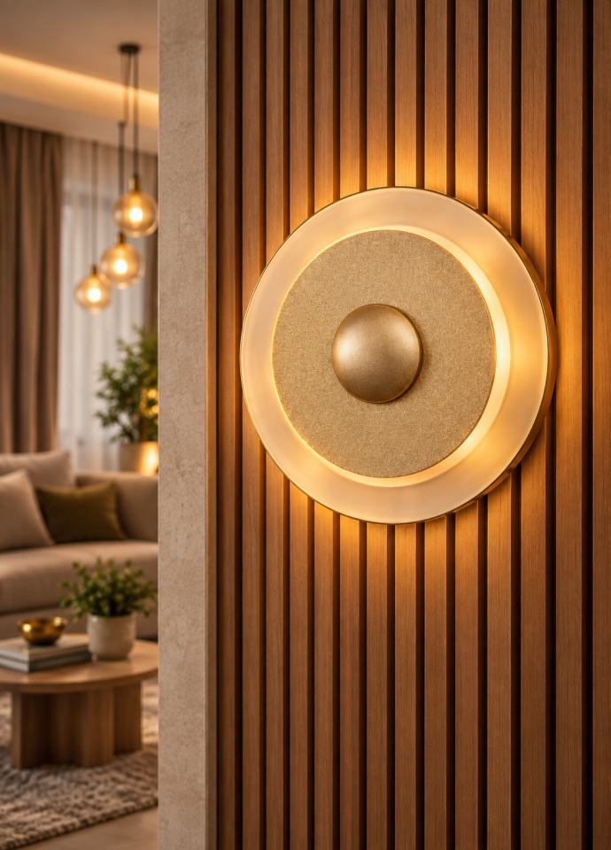 Gold Modern Led Aplik Plafonyer - Orta Boy