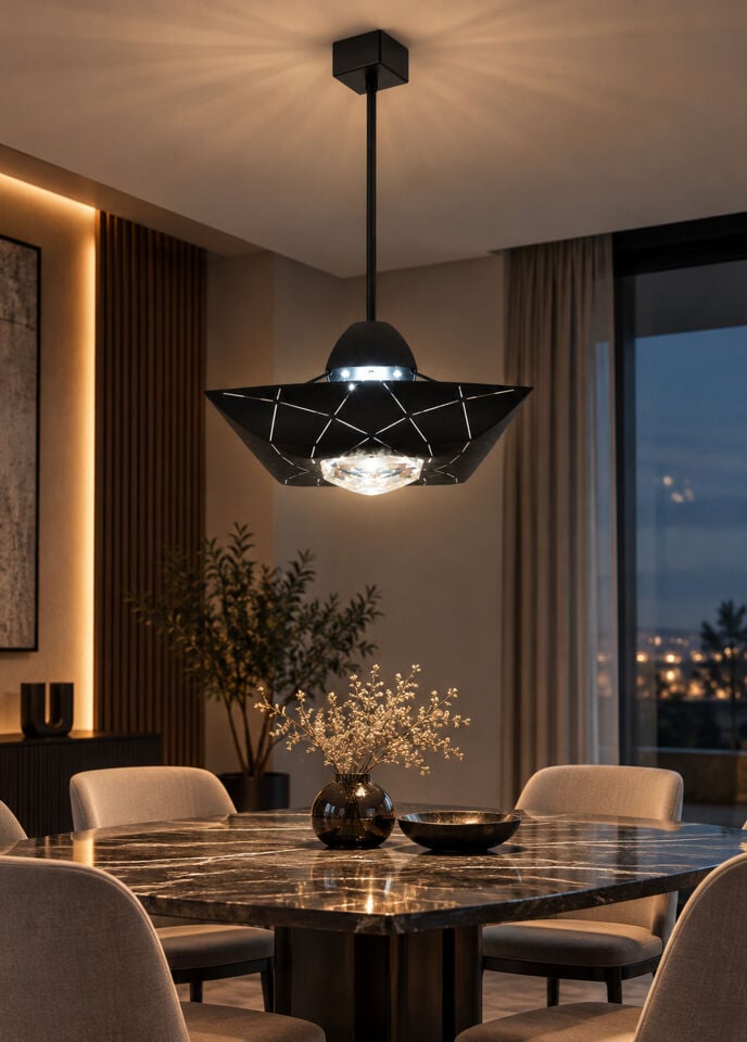 Downsquare Siyah Metal Kristalli Sarkıt