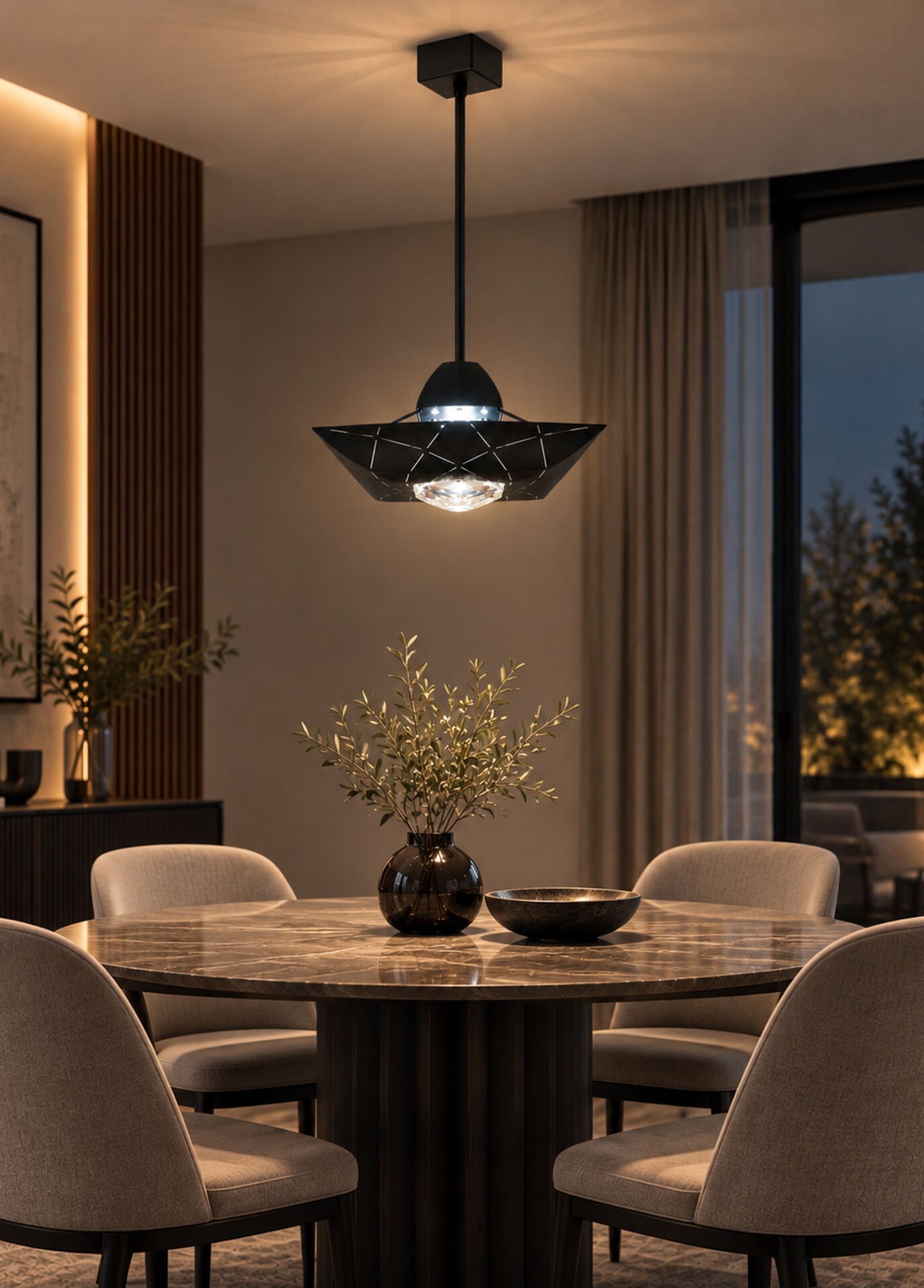 Downsquare Siyah Metal Kristalli Sarkıt