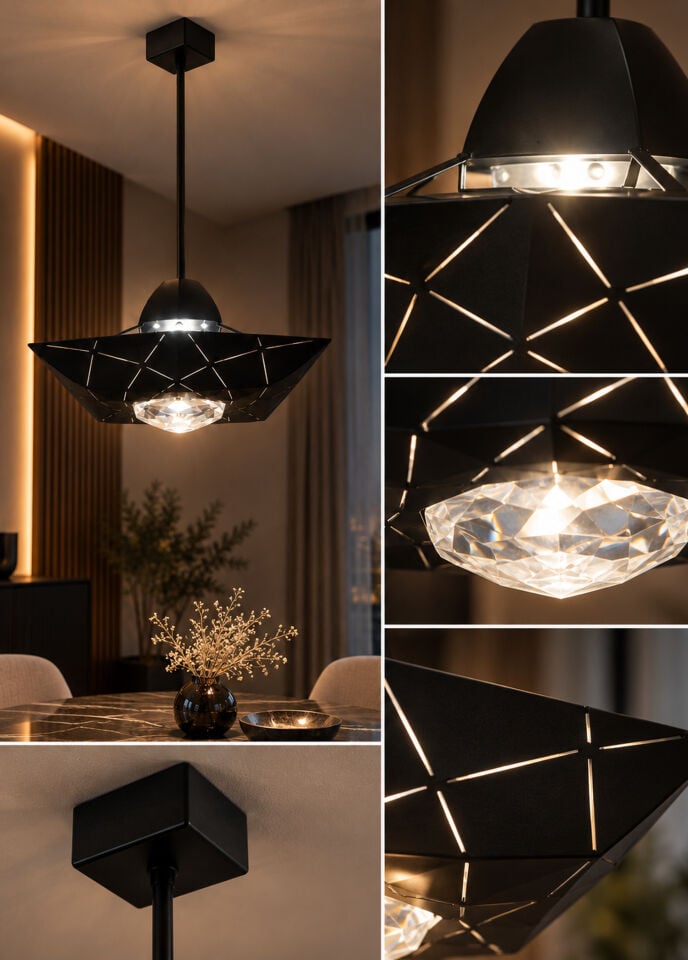 Downsquare Siyah Metal Kristalli Sarkıt